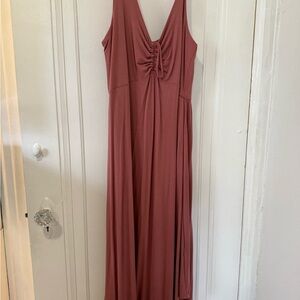 Pink Ruched Maxi Sundress for Wedding Guest